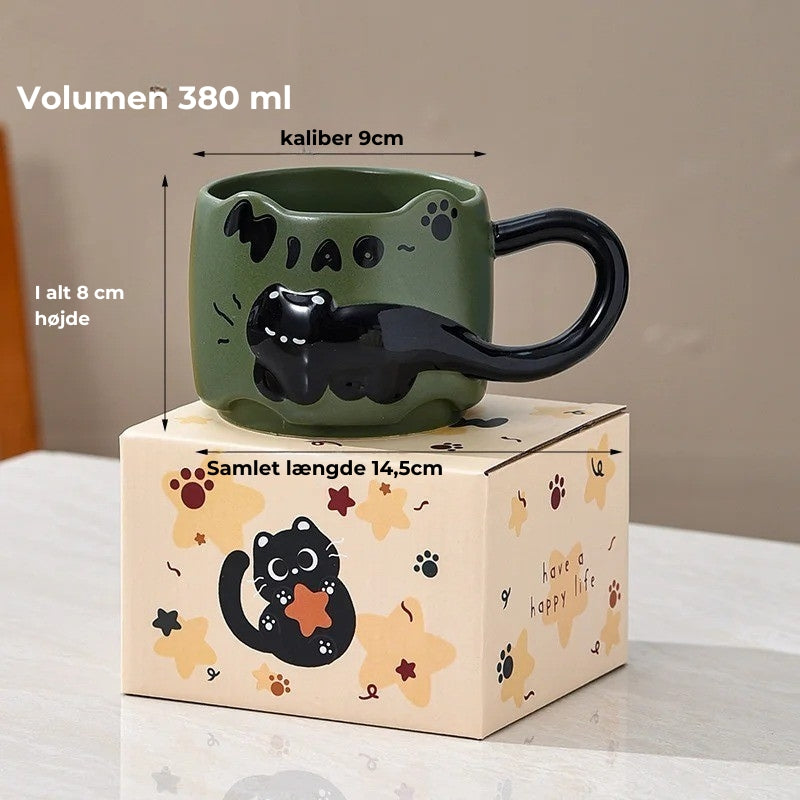 Stapelbara keramiska muggar med katttema - Bedårande kaffe- och tekoppar med handtag MILA Sverige