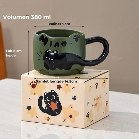 Stapelbara keramiska muggar med katttema - Bedårande kaffe- och tekoppar med handtag MILA Sverige