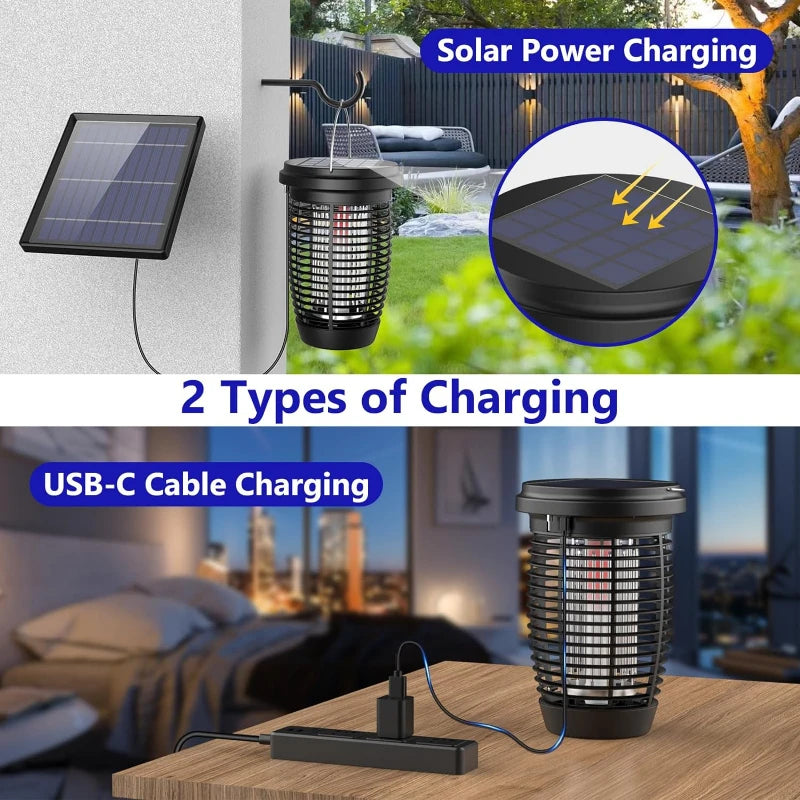 Solar Bug Zapper 2-i-1 Myggkiller Lampa – 4500V Inomhus & Utomhus Fluga Fälla Carvallo