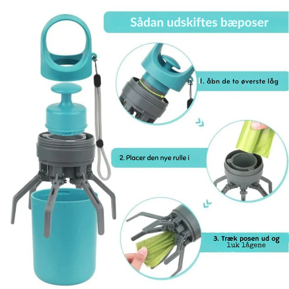 PawPull - Kompakt hundavfallsöppnare med automatisk draghandtag och bärrem Carvallo