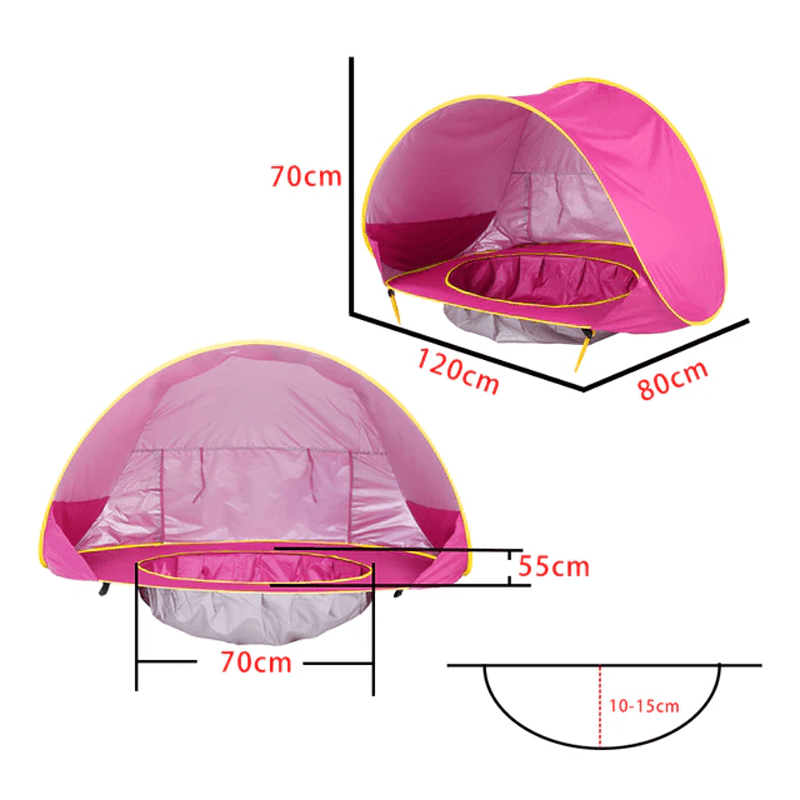Pop-Up UV-Tält med pool Strandtält Soltält-Barn-BB-Rose-Hemnix