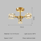 Kristalltaklampa med guld halvfast montering Carvallo
