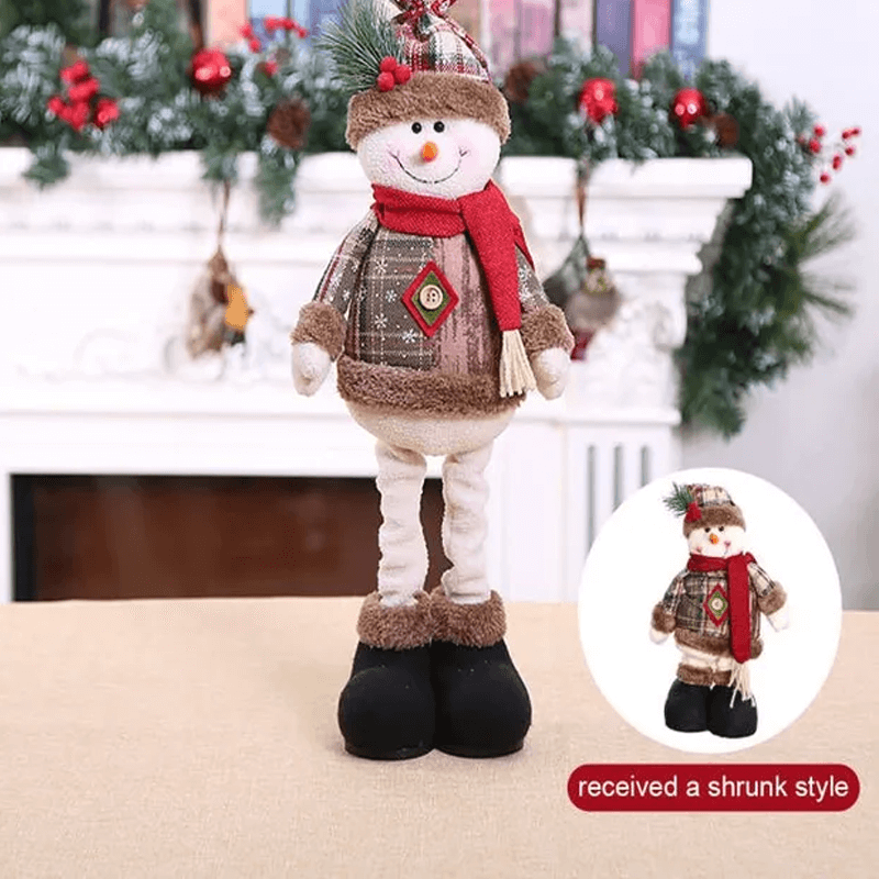 Juldocka Prydnad i Tyg, Med Eller Utan Utdragbara Ben - Juldekoration, Jultomte, Älg, Snögubbe-Jul-BB-Utdragbar docka-Stil C-Hemnix