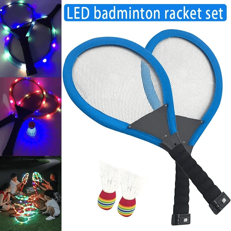 ShuttleGlow - Upplyst Badmintonset med LED-racketar för Utomhusspel-Sällskapsspel-BB-Hemnix