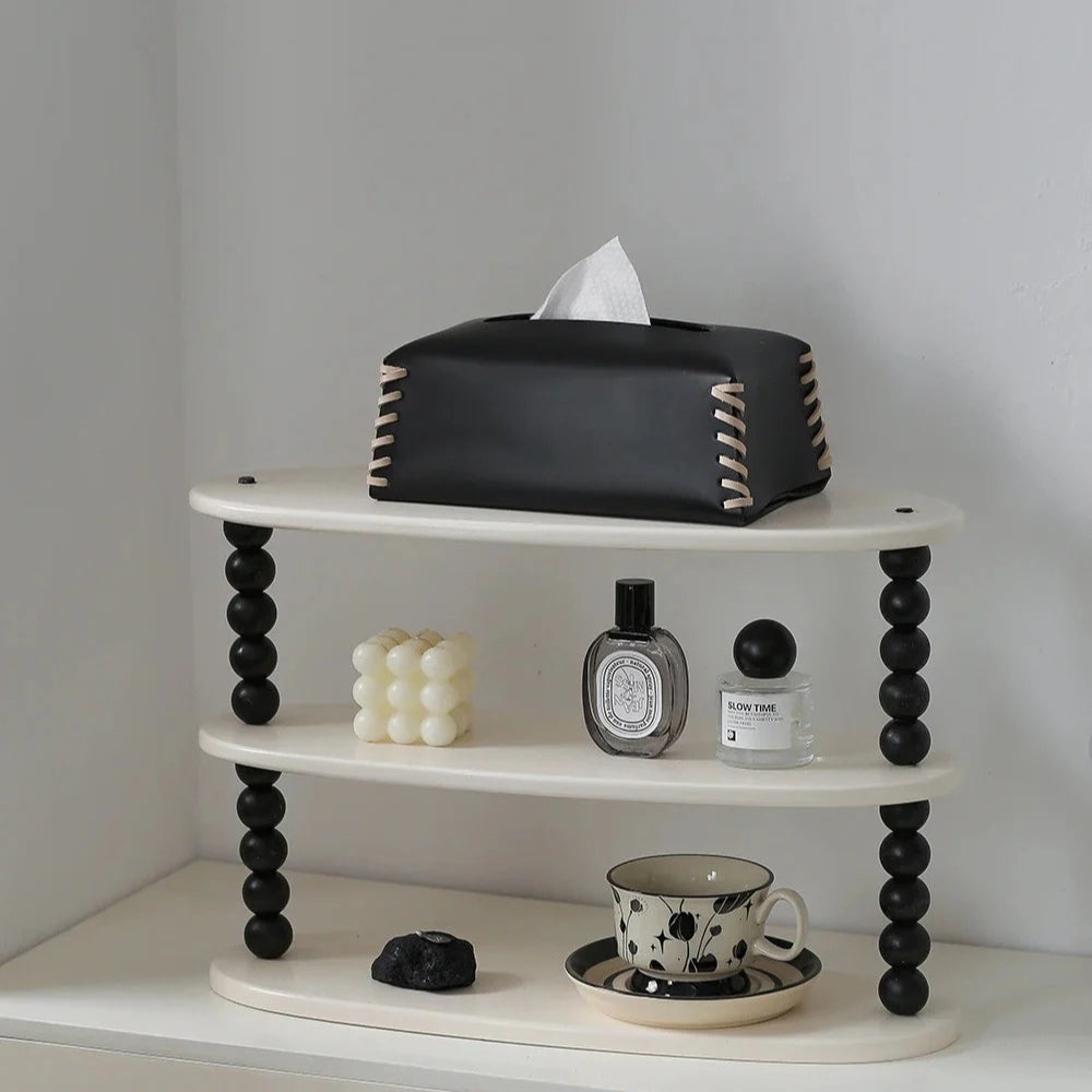 Sewn leather fabric box holder Carvallo
