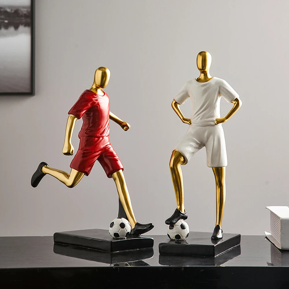Abstract fotbollsspelare figur i unik heminredning och konstnärlighet Carvallo