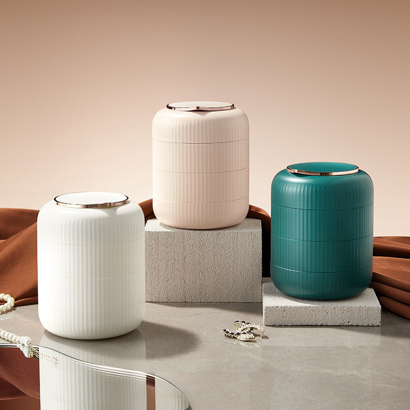 Carvallo – Stapelbar smyckeshållare med flera lager med kompakt spegel och elegant design Carvallo