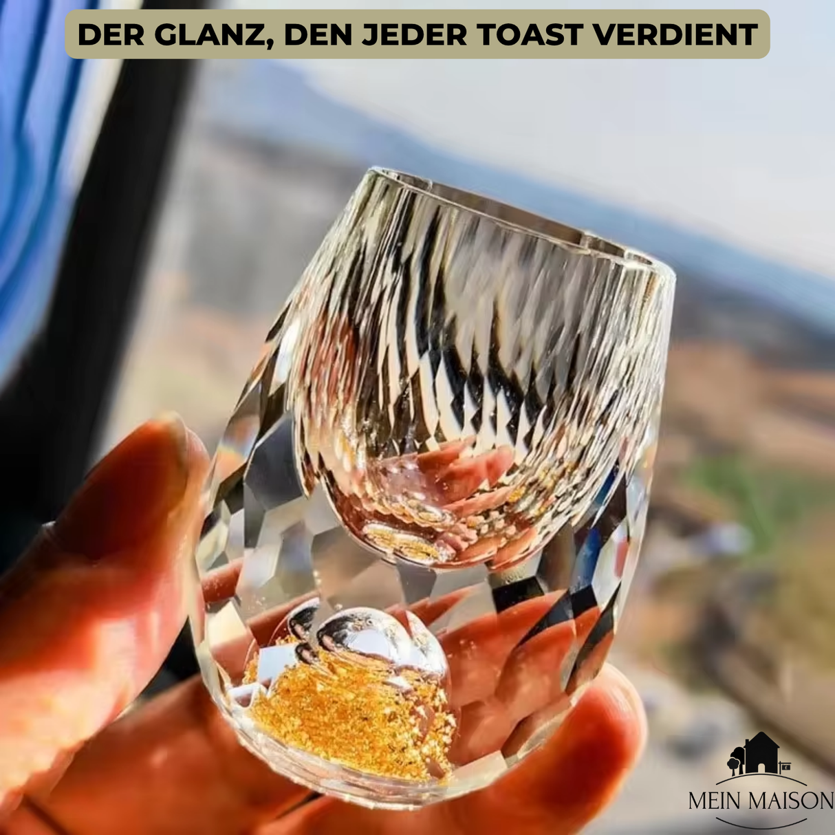 Carvallo-Snapsglas GemChisel | Luksuriös design med paljetter | Stabil & handslipad | 10 ml Carvallo