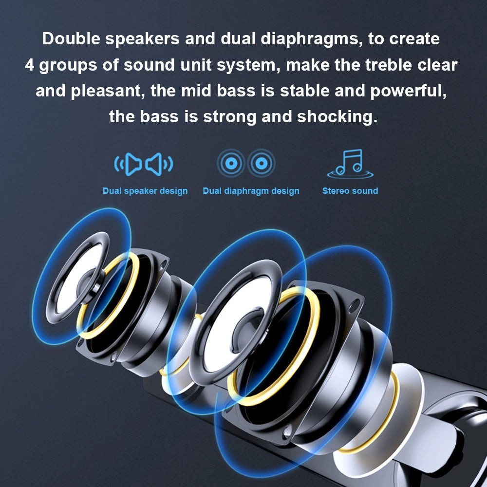 PC Soundbar Högtalare – USB-driven med LED-ljus 3,5 mm jack för Laptop & TV Carvallo