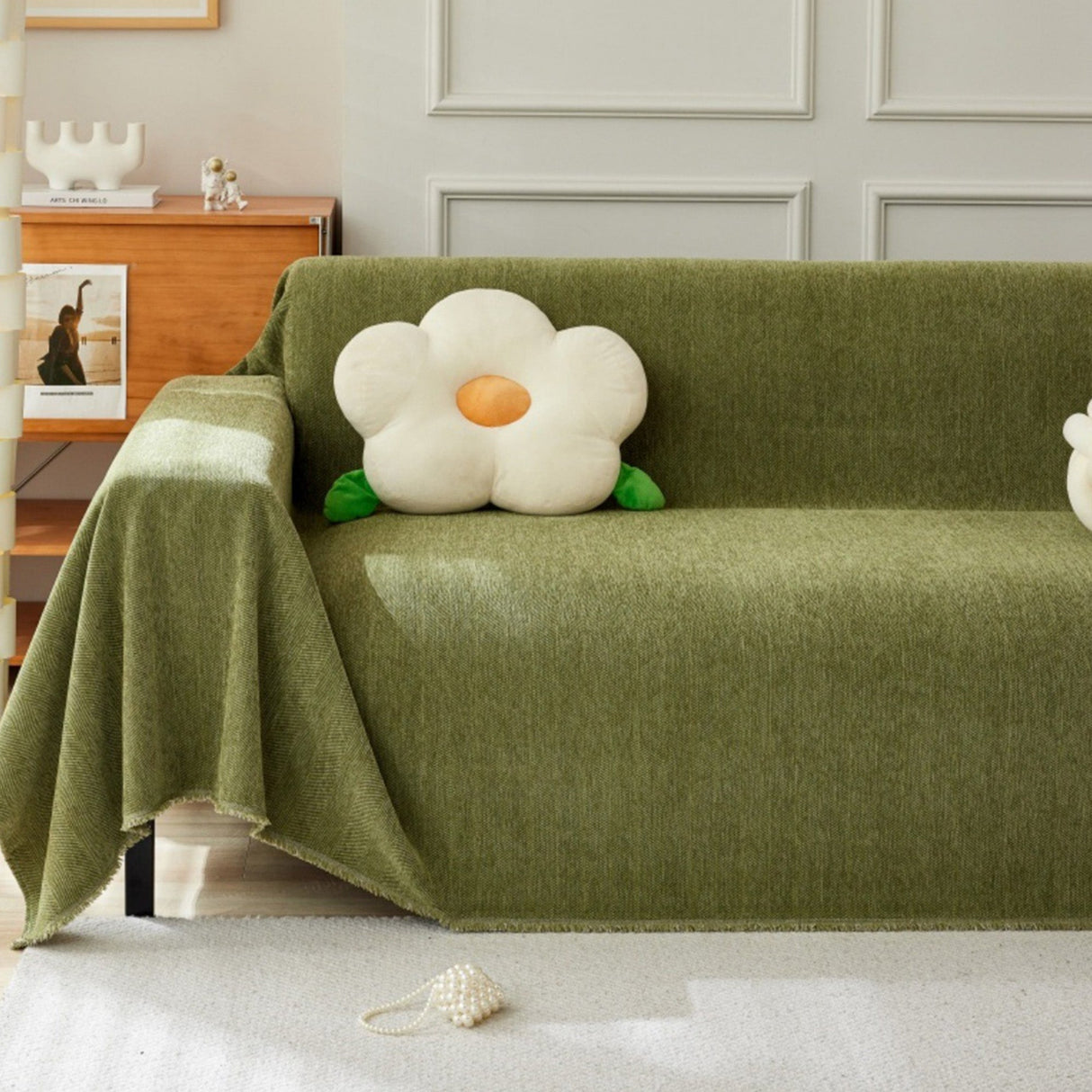 Hållbar husdjursvänlig herringbone sofföverdrag - Modern, stiligt och hållbart soffskydd Carvallo