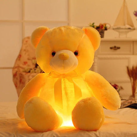 LED Lysande Blinkande Nallebjörn i Plysch Söta Mysiga-Barn-BB-32 cm-Gul-Hemnix