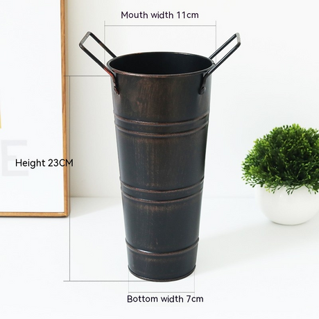 Retro Eisen-Blomkruka med handtag – Dekorativ metallblomkruka för hemmet Carvallo