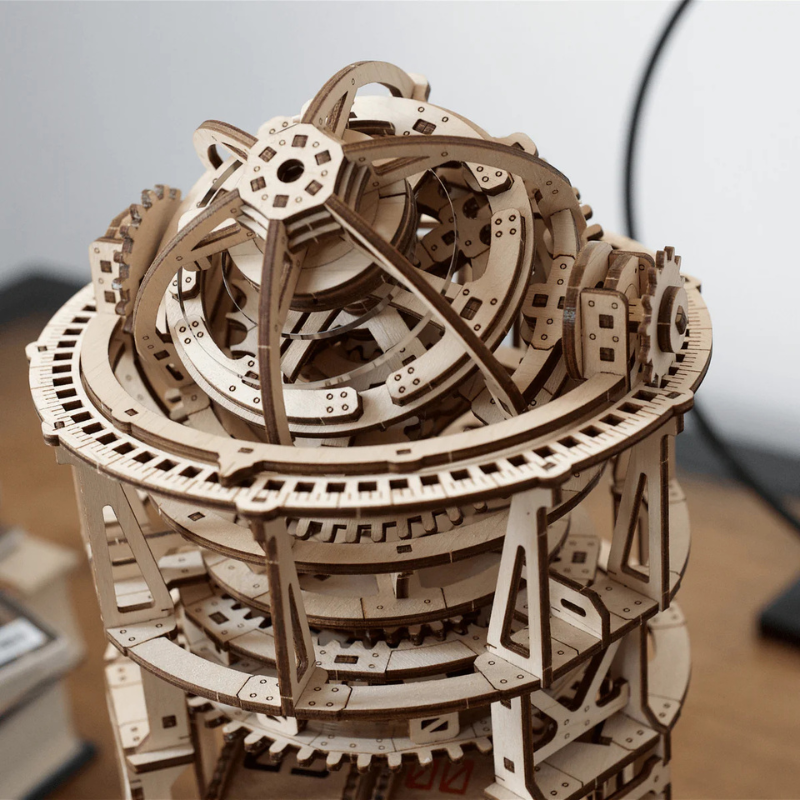 Trähjulsats | 3D DIY pusselur för skrivbord Carvallo