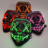 LED Skräckmask för Halloween & Maskerad | Purge-Inspirerad Blinkande Mask med 3 Ljuslägen – Justerbar & Säker EL-Wire Design-Utklädnad-BB-Hemnix