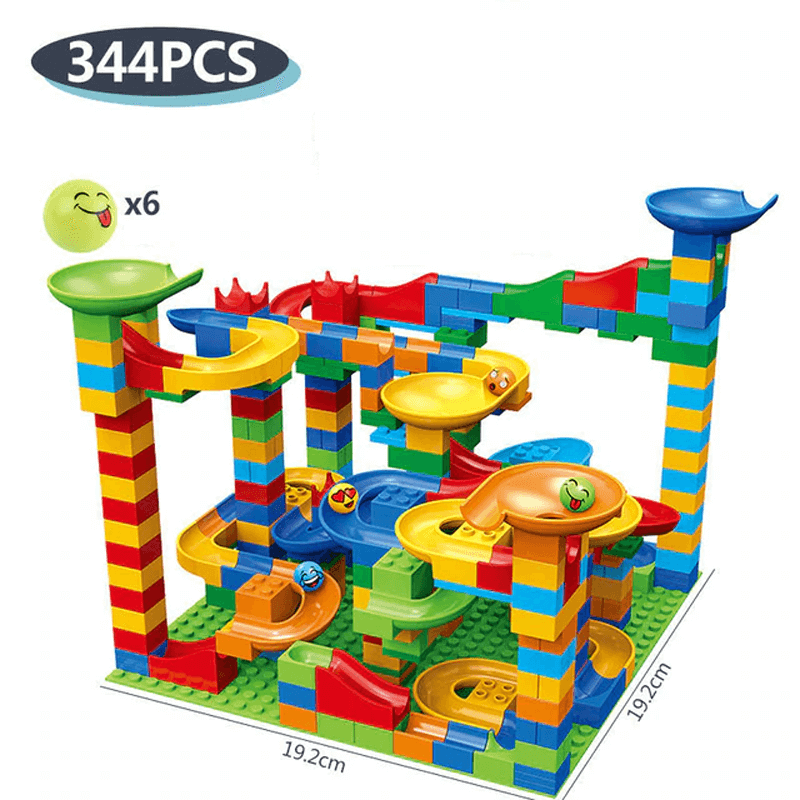Marble Run Byggklossar – Kreativ Labyrint med Rutschkana och Kulbana för Barn – Pedagogisk Lek för Problemlösning och Fantasi-Byggsats Kulbana-BB-344 stycken-Hemnix