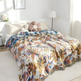 Vintage Floral Leaf Cotton Blanket Carvallo