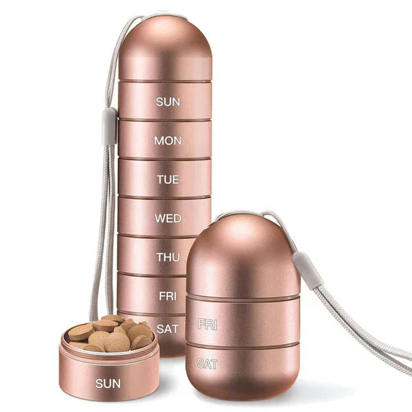 Luxora Aluminium 7 Dagar Bärbar Tablettorganisatör för Resa Carvallo