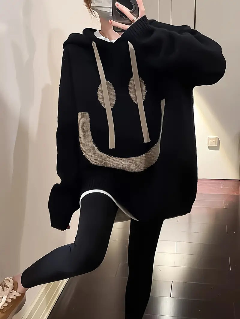 Dam Hoodie Leende Design Justerbar Sladd 100% Bomull