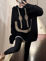 Dam Hoodie Leende Design Justerbar Sladd 100% Bomull