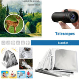 Carvallo Kit Trekvalor 14-in-1 | Kompakt & Komplett | Utomhus & Nödsats | Med kniv, kompass & termofilt Carvallo