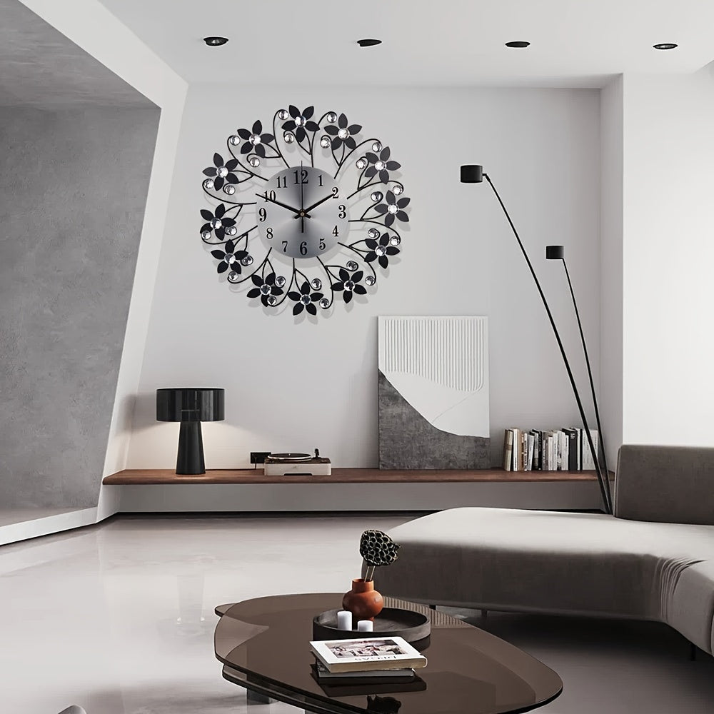 Stille Metallen Väggklocka - Rund Dekorativ Klocka för Vardagsrum Carvallo