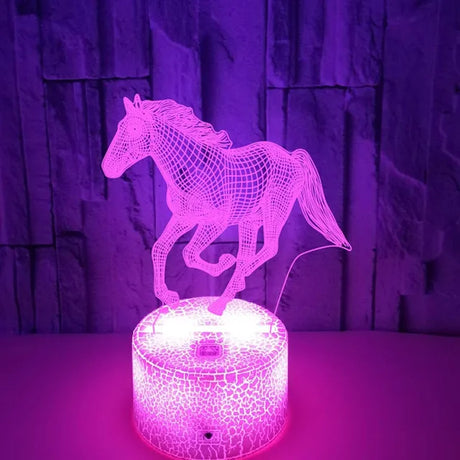 3D LED Hästlampa – Färgglad Nattlampa för Barn och Hästälskare Carvallo