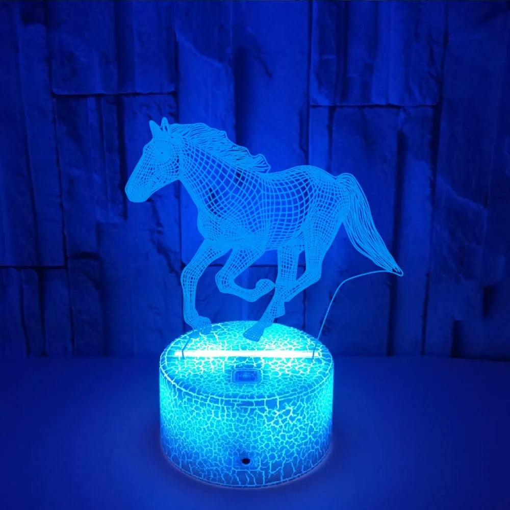 3D LED Hästlampa – Färgglad Nattlampa för Barn och Hästälskare Carvallo