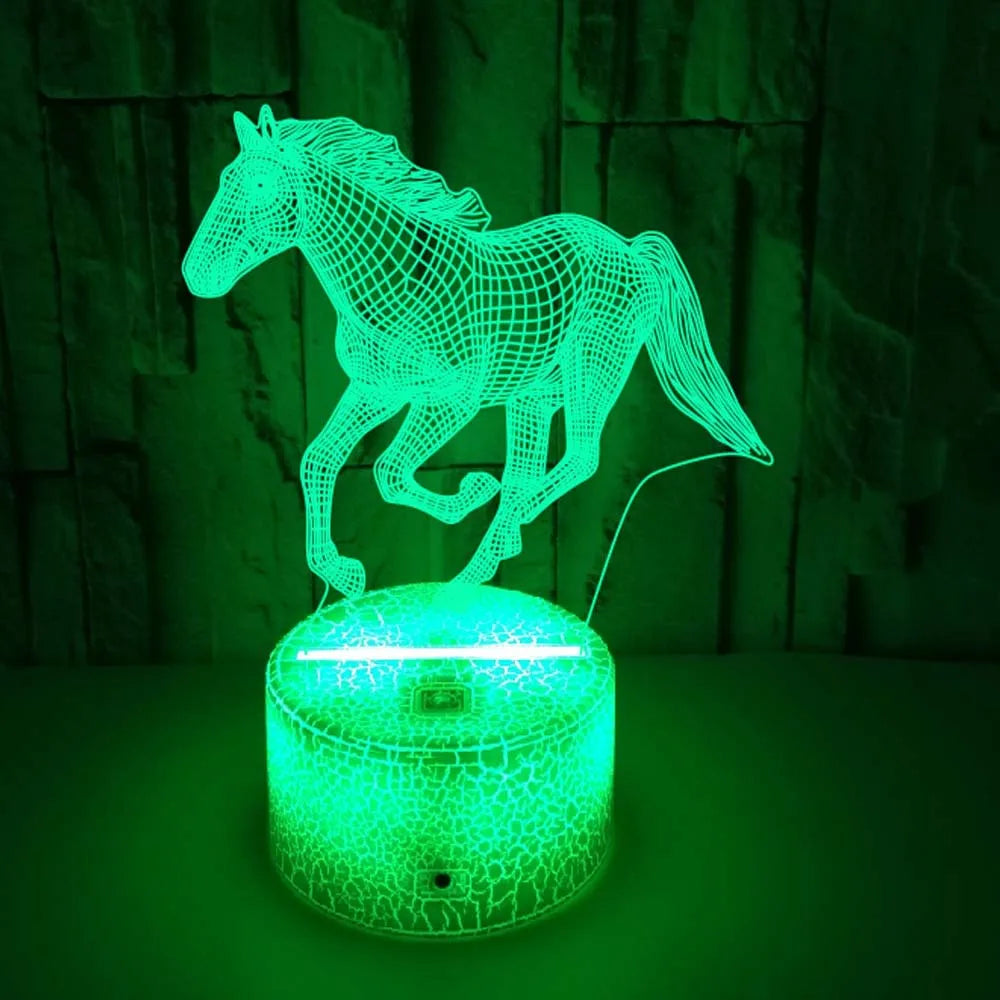3D LED Hästlampa – Färgglad Nattlampa för Barn och Hästälskare Carvallo