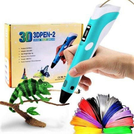 Original 3D-skrivpenna för barn med 20 färger och 100M filament Carvallo