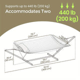 Carvallo-hängmatta RelaxBoo | Med bambus spridare & metallställning | Inkl. kudde | För trädgård & terrass Carvallo