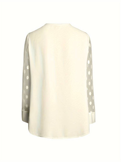 Dam Långärmad Topp Festtoppar Mjuk Blandning Hackad Halsringning-Kvinnors toppar-Bellasverige-Hemnix