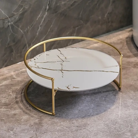 Marmorerad Glasfat – Dekorativ Organisatör med Metallram Carvallo