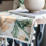 Beige Flower Fringed Semi Blackout Gardin för Integritet Carvallo