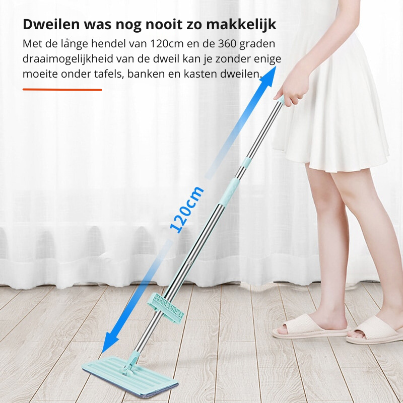 Carvallo FlexiWisch EasyMop | Med vinklad urvridningsfunktion | 2 tvättbara pads | Lätt & kompakt | Används utan hink Carvallo