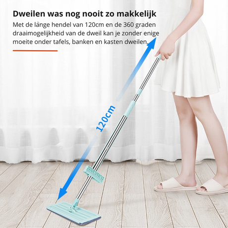 Carvallo FlexiWisch EasyMop | Med vinklad urvridningsfunktion | 2 tvättbara pads | Lätt & kompakt | Används utan hink Carvallo