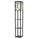 Samtida Golvlampa med Tre Trähyllor Carvallo