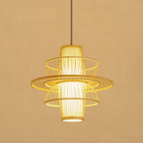 LotusLight - Asiatisk Hänglampa av Bambu i Svart/Beige för Restauranger Carvallo