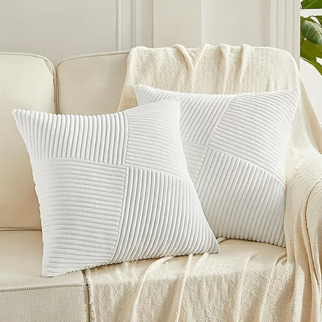 2-delad Bohemisk Stil Corduroy Kuddöverdrag – Mjuk och Stilig för Soffa och Säng Carvallo