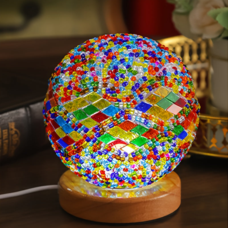 GlassArt - Modern LED Bordslampa med Justerbar Belysning och Färgglad Glaskåpa Carvallo