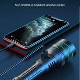 Extrem ljusstark och zoombar LED-ficklampa med powerbank-funktion för utomhusäventyr Carvallo