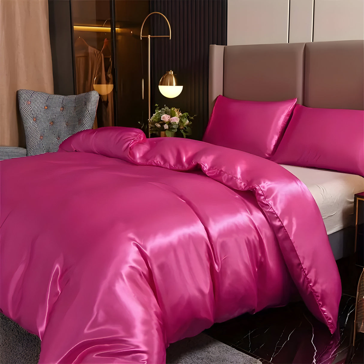 SatinNest Duntäcke Set - 3 delar. Satin Sängskydd Set Carvallo