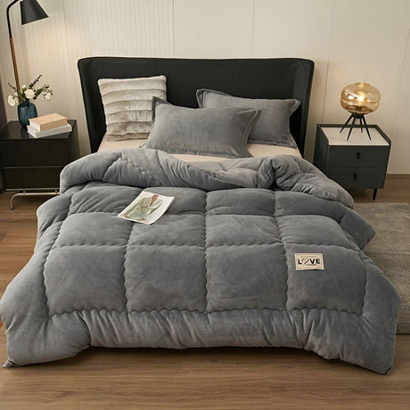 ThickLuxe Duvet Cover - Casual Thick Fleece Quiltad Vinter Duvet Cover Carvallo