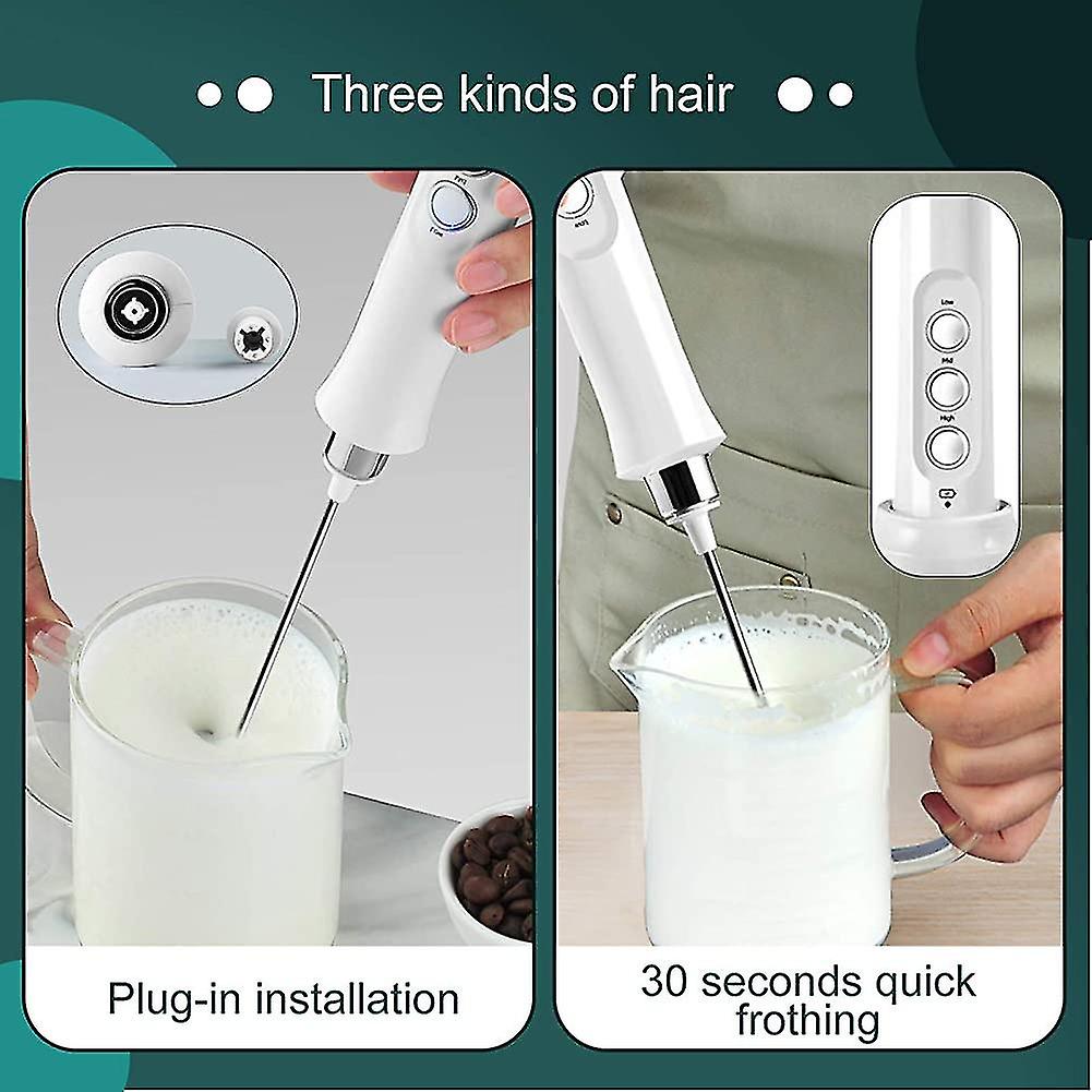 Royallure Trådlös Elektrisk Mjölkskummare 3-Hastigheters Handhållen USB Skumskapare Carvallo