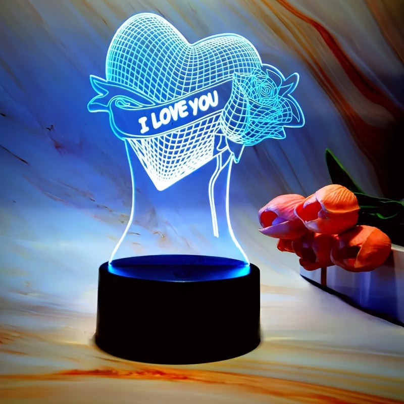 HartLicht - 3D LED Illusionslampa med Touchkontroll, 7 Färger & USB/Batteri Ström Carvallo