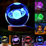 LumiSphere - 3D Kristallboll LED Nattlampa med Träbas Carvallo