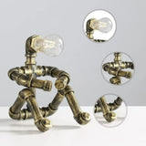 Royallure Steampunk Robot Pipe Table Lamp – Industriell Järnskulptur med E27-sockel Carvallo