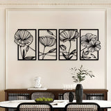 LotusCharm Decor - 4-delat blommor metall väggdekor Carvallo