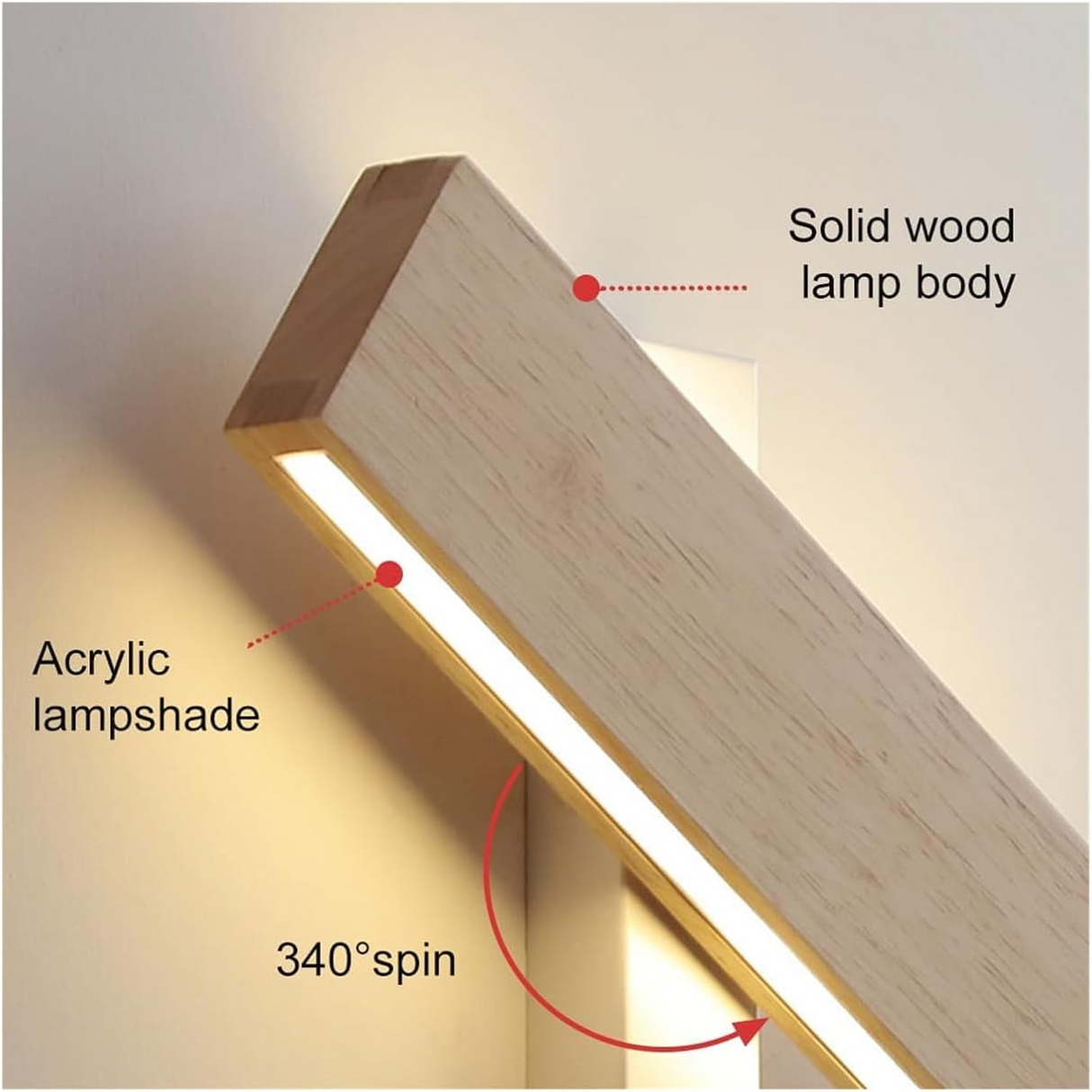 Vägglampa med roterbar trä-LED-design Carvallo