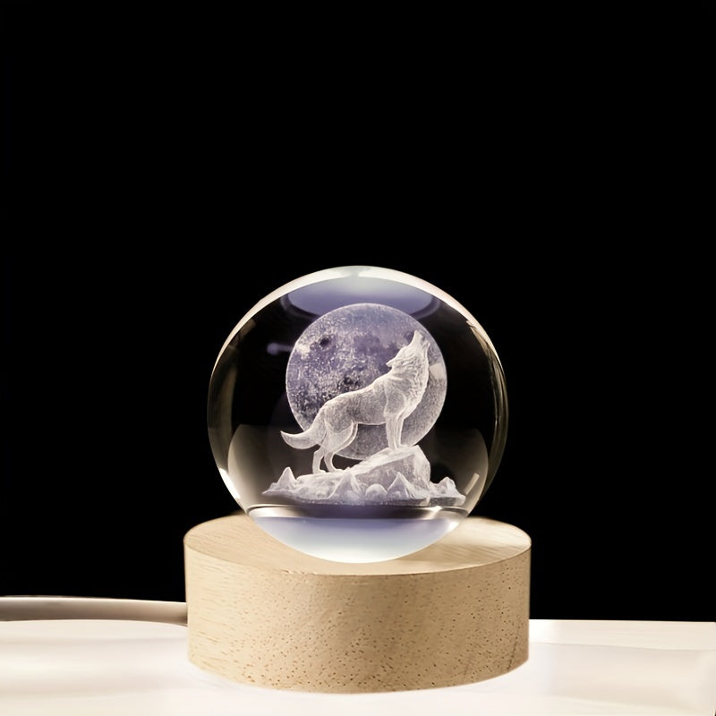 WolfLamp - 3D Snygg Wolf Glas Snöglob USB Nattlampa Carvallo