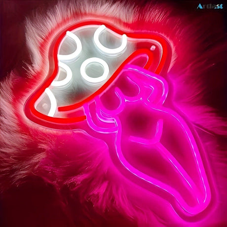 NeonMushroom Ljus - Multifärgad USB-driven LED svamp neonskylt Carvallo